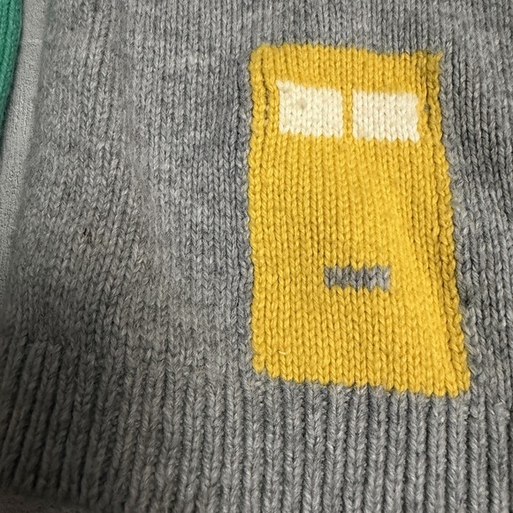 Mini Boden Girls Sz 6-7 Cardigan Sweater Fun House Cottage Grey Pink Green READ - Picture 8 of 10